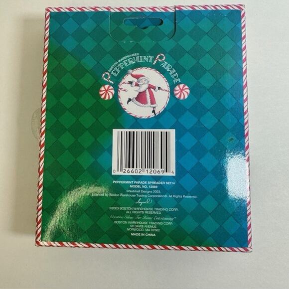 Boston Warehouse Peppermint Parade Santa Cheese Spreader set/4 Christmas Holiday - Picture 2 of 16